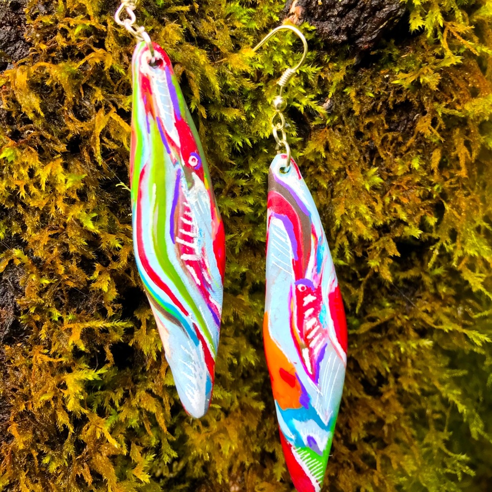 Desert bones- Hand painted earrings